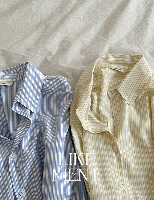 [LIKEMENT] 쥬이시 쿨 멀티 스트라이프 셔츠 (SH) - 2color - 라이크유